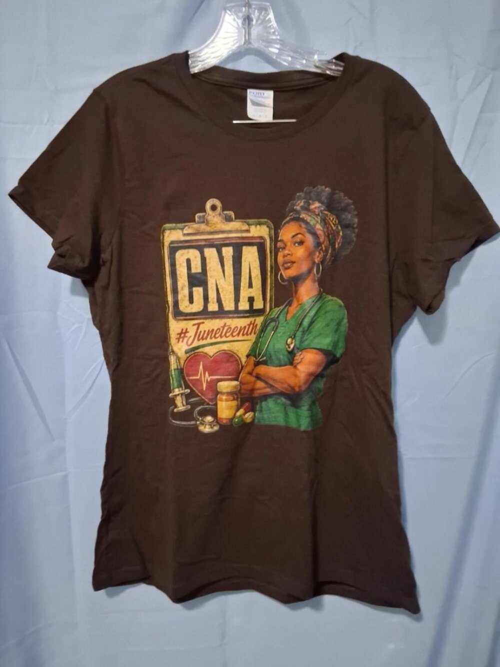 Womans Brown Size Large CNA Juneteenth Tee Shirt